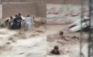 Pakistandan görüntülər: Küçələrdə insanları sel aparır - VİDEO